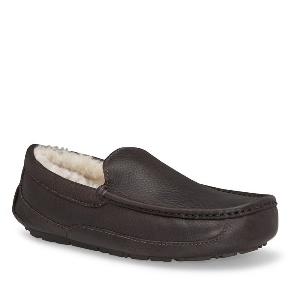 UGG MENS brown leather slippers